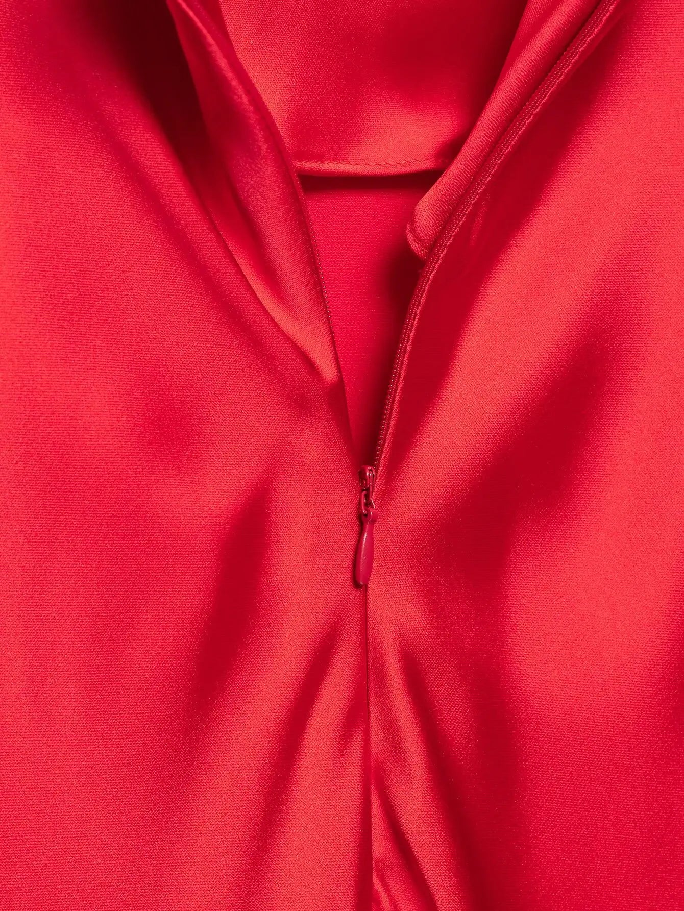 2025 Women Red V-Neck Holiday Style Satin Texture Long Dress Sleeveless Summer Women's Back Zipper Fashion Sling Dresses