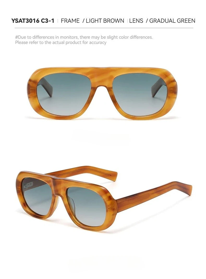 Vintage Pilot Rectangular Frame  Men Sunglasses Fashion Polarized Shades UV400 Women Trending Punk Sun Glasses INS Eyeglasses