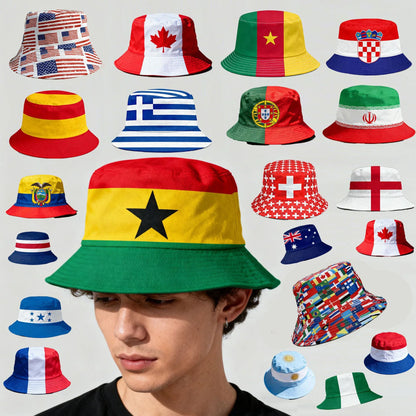 2026 Countries National Flag Bucket Hat Men Women Football Fan Party Football Cup Reversible Sun Hat Soccer Fans Fisherman Hat
