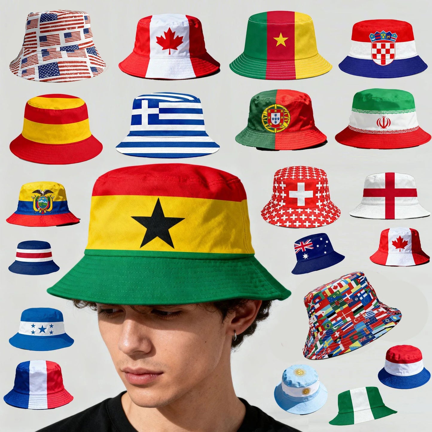 2026 Countries National Flag Bucket Hat Men Women Football Fan Party Football Cup Reversible Sun Hat Soccer Fans Fisherman Hat