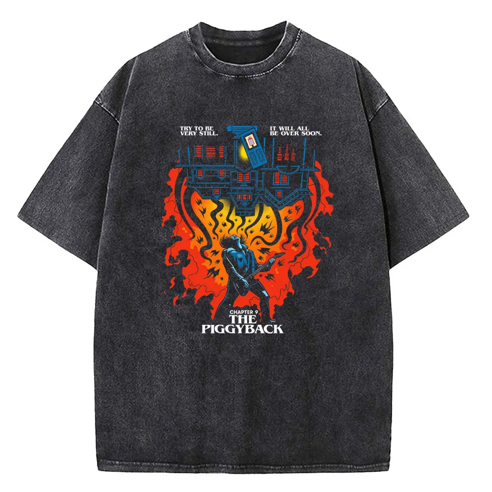 Demogorgon Hawkins Vintage Washed T Shirt Women Men Anime Cotton T Shirt Summer Harajuku Street Tops Clothing