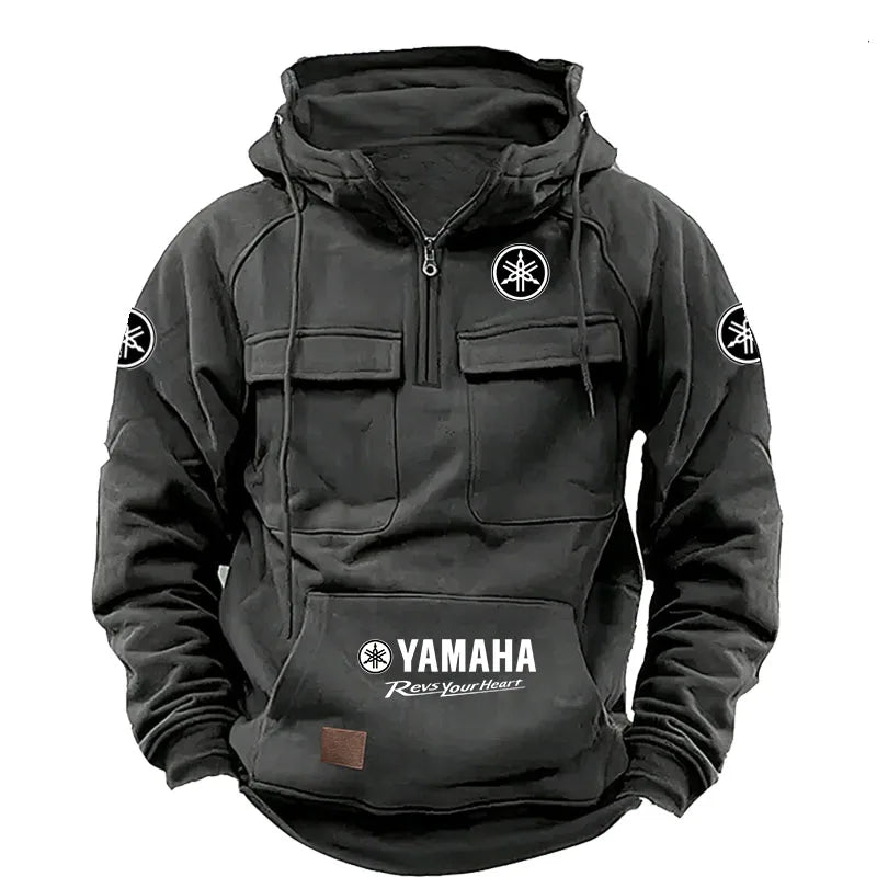 2026 Yamaha Logo Men's High Quality Multi Pocket Hoodie Coat Autumn/Winter Trendy Casual Sports Hoodie Top Hooded Sweatshirt