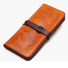 Handmade Vintage Crazy horse Genuine Leather Wallet men Leather long wallet clutch bag male purse money clips money bag