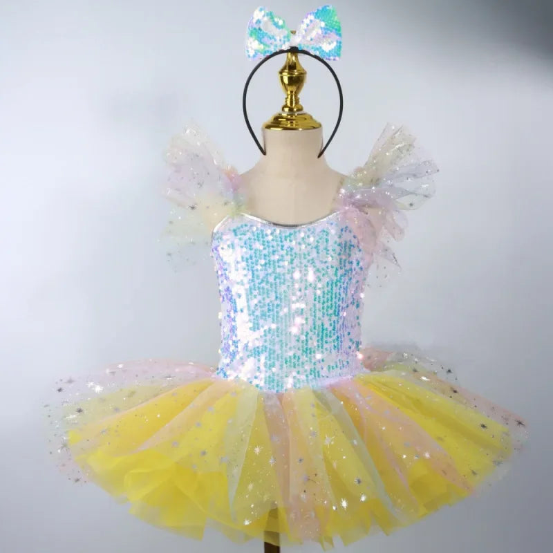 Summer Ballet Dance Dress Girl Stage Tutu Girls Dresses Costume Baby Clothing Robe Fille Kids Outfit Vestidos Children's Day