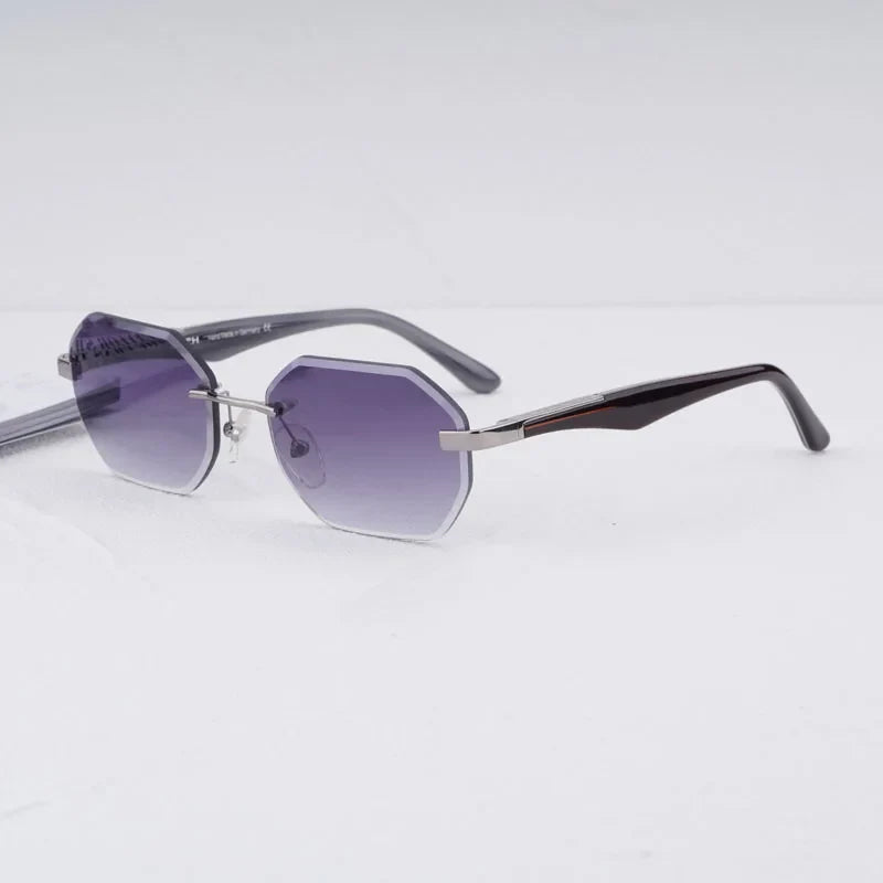 Rimless Polygon Luxury Sunglasses Acetate Alloy Gold Brand Irregular Square Original Classical Retro UV400 Gafas Hot