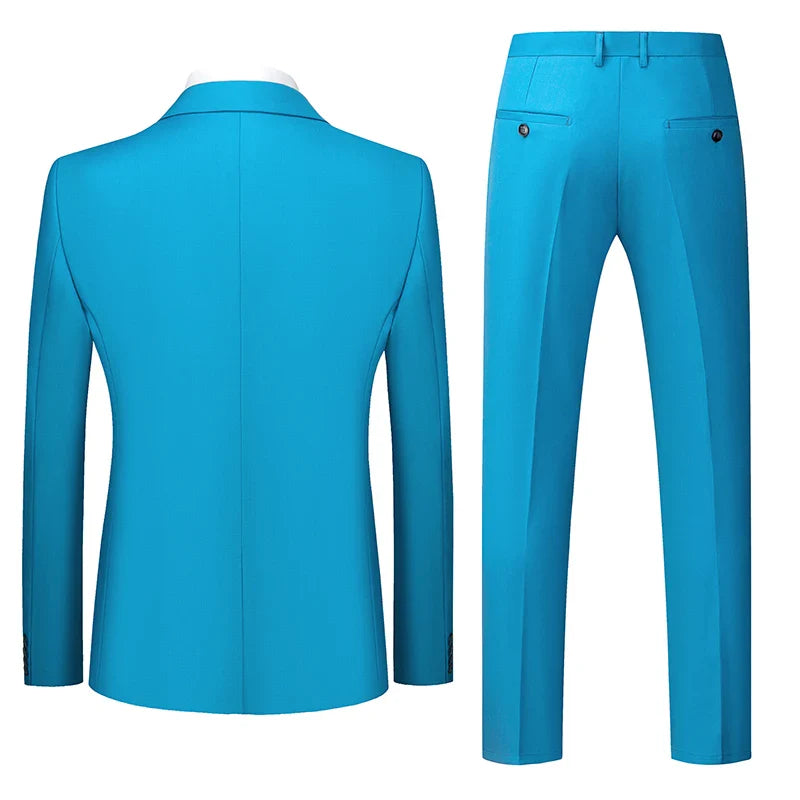 2026 New Men's Suit 3-Piece, Wedding Party Dress Jacket Vest Trousers, Fashion Slim Fit Blazer Waistcoat Pants Red Blue Green