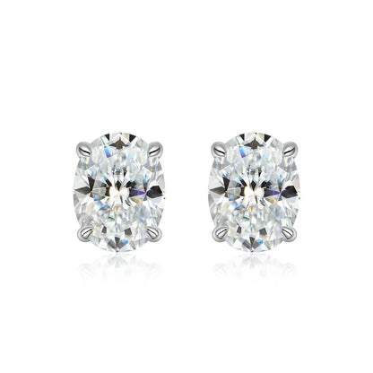 1ct-4ct Oval Moissanite Wedding Earrings For Women S925 Silver Plated 18K Gold Can Pass Diamond Test Party Earrings Gift