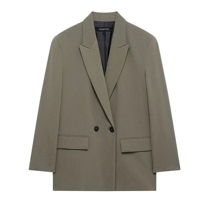 Women's Black Blazer New In Jackets Office Casual Long Blazer Woman Spring 2025 Long Sleeve Oversized Solid Blazer 088