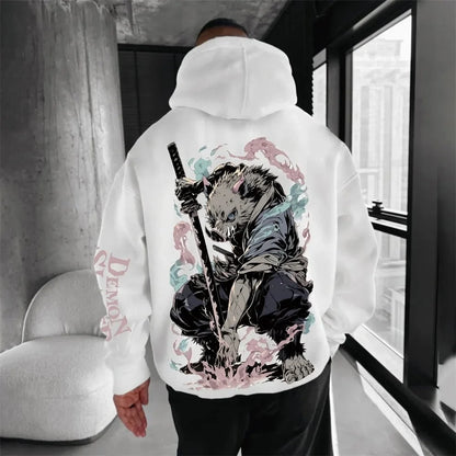 Demon Slayer Men's Hoodie Sweatshirt Inosuke Hashibira Anime Spring and Autumn Boys' Children's Long-sleeved Parent-child Outfit