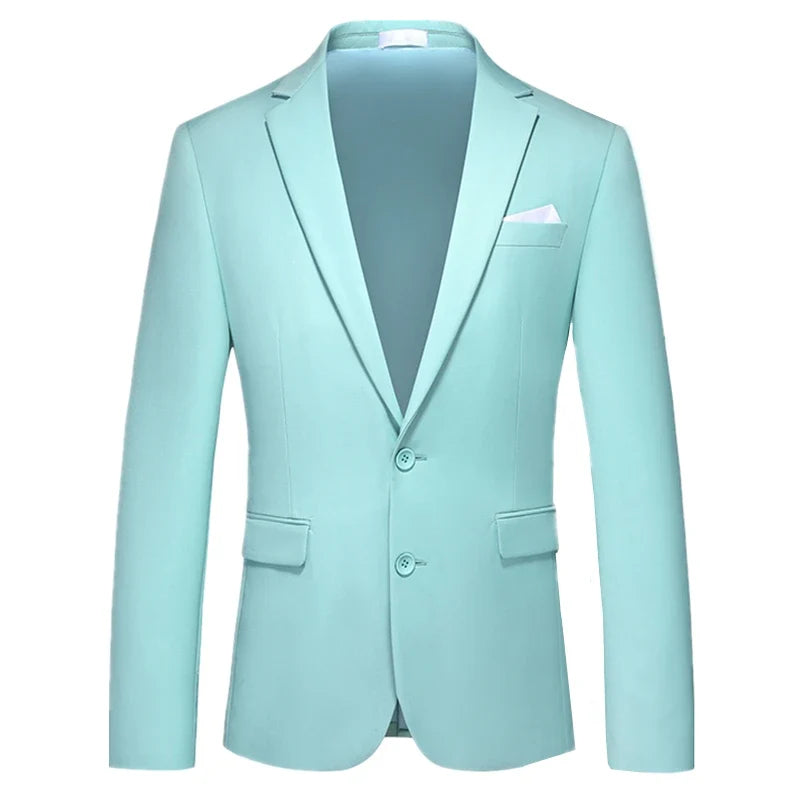 2026 New Men's Green Suit Jacket, Two Button V-Neck Coat, Wedding Party Formal Dress Tops Blue Red Yellow Green Blazers