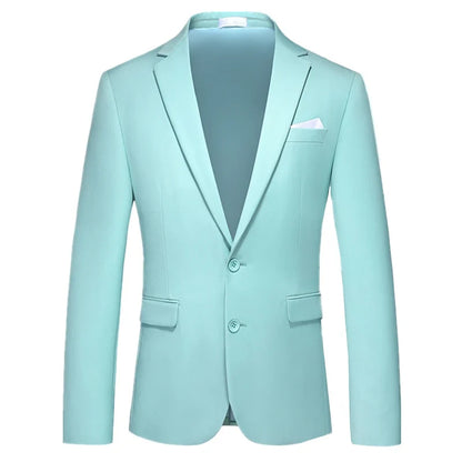 2026 New Men's Green Suit Jacket, Two Button V-Neck Coat, Wedding Party Formal Dress Tops Blue Red Yellow Green Blazers