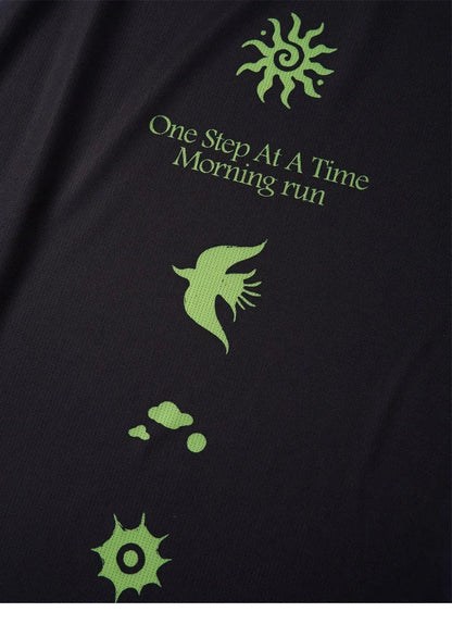 Men's Outdoor Running Long Sleeve T-Shirt Gradient Color Digital Print Quick Dry Breathable Sports Top Unisex