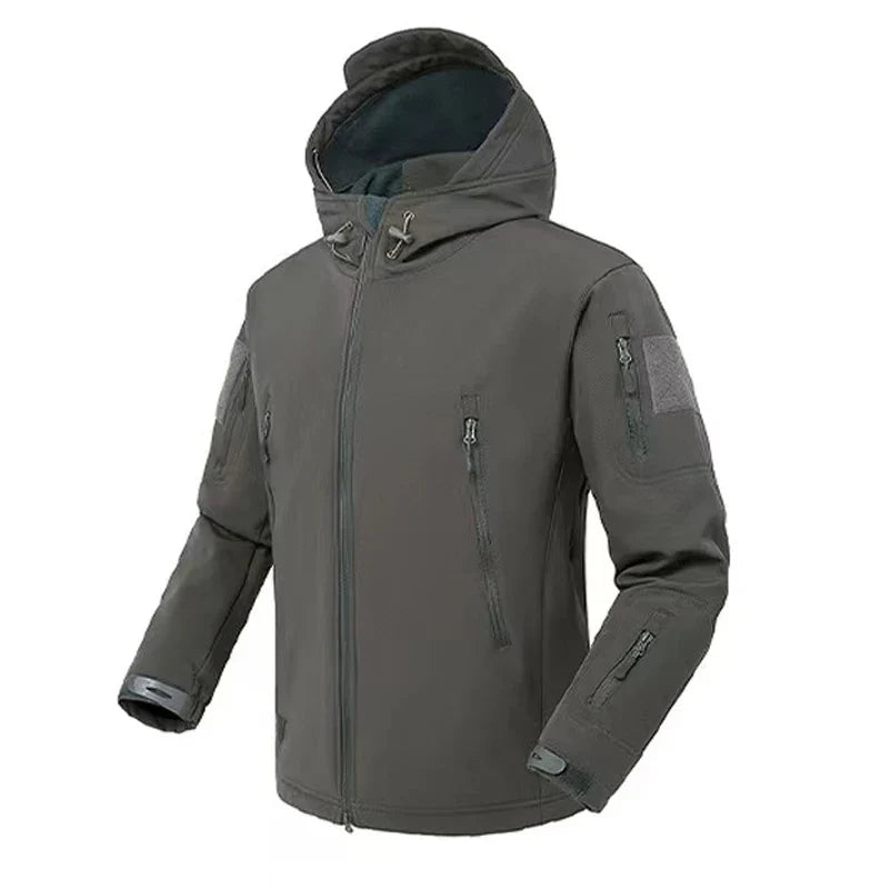 Men's Autumn Winter SoftShell Fleece Jackets Male Hood Windproof Coat Fishing Hiking Camping Climbing Skiing Warm Pants Trousers