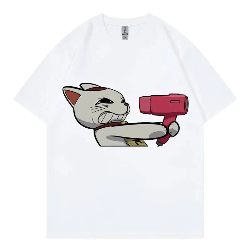 Japan Anime Dandadan Turbo Granny Cat Graphic T Shirt Fashion Cartoon Oversized T-shirt Men Women Vintage Casual Cotton T-shirts