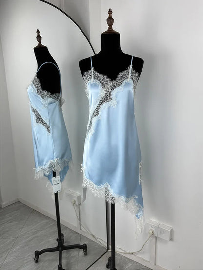 Trendix Black Lace Slip Dress Women exy Hollow Out Sleeveless Short Dresses Party Club Ruffle Loose Elegant Backless Mini Dress