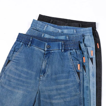 Thin Light Men's Summer Jeans Straight Fit Lyocell Denim Pants Male Elastic Elegant Casual New Style Stretch Relaxed Fit Telaxed