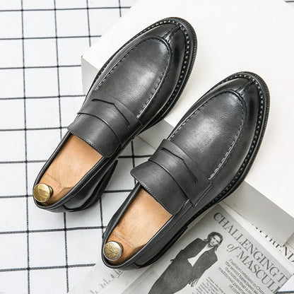 Premium Silver Business Shoes Men's Oxford Shoes Leather Brand Loafers Slip on High Quality Wedding Loafers Soft Sole Dress Shoe