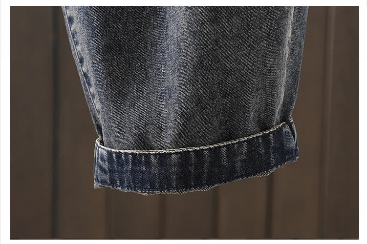 Fashion Y2K Women's Jeans plus Size Elastic Waist patch embroidery print Harem Pants Autumn Vintage Loose Ripped Denim Pants
