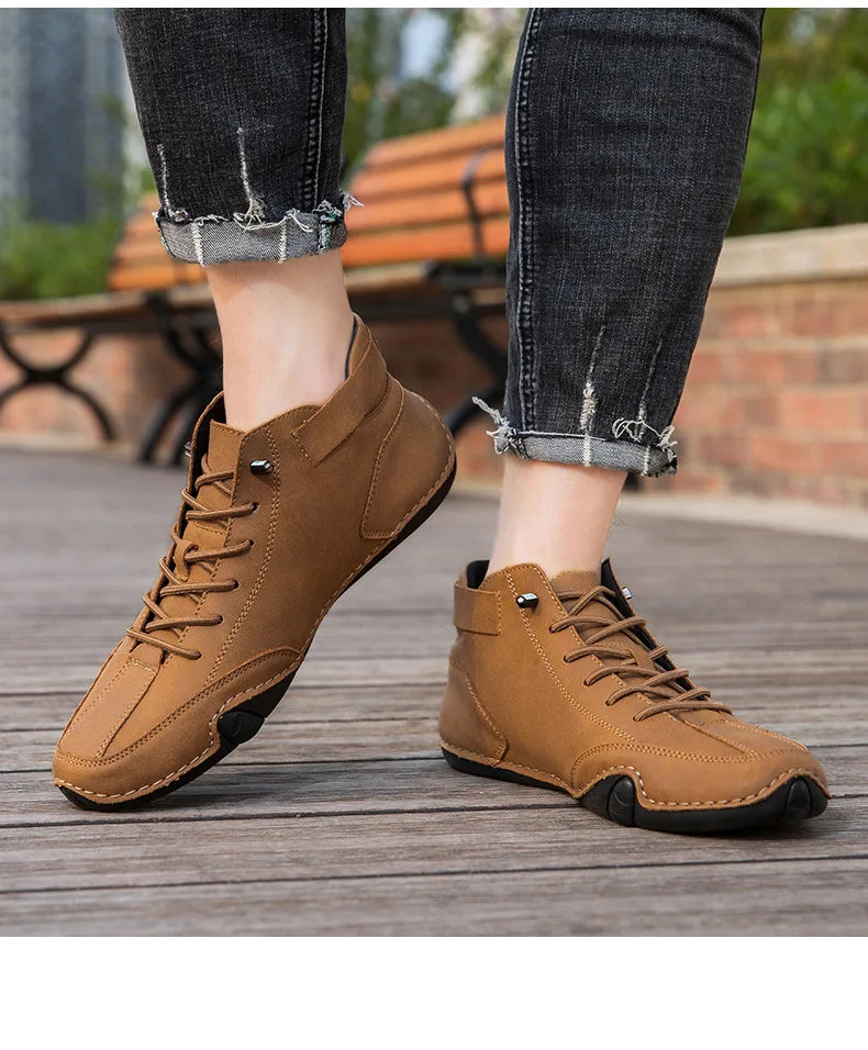 Stylish High-top Octopus Boots Men's Casual Booties Designer Soft Flats Breathable Moccasins Flats Drive Shoes Leather Sneakers