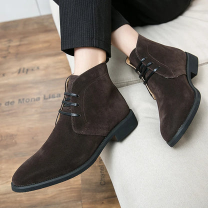 Leather Men Ankle Chelsea Boots Men Work Shoes Pointed Toe Leisure Boots for Male Casual Motorcycle Boots Botas Plus Size 38-48