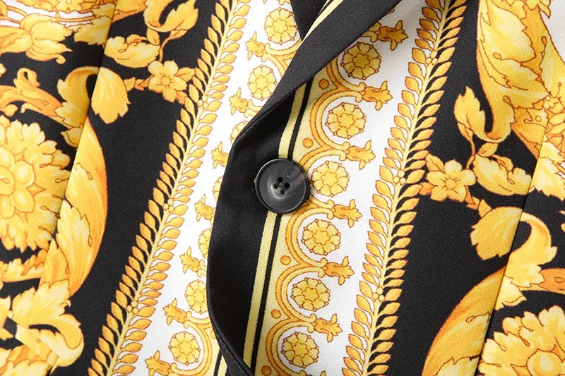 Mens Blazer Jacket Luxury Suit Floral Jacket Classic Peak Lapel Coat for Wedding Party Prom Costume Homme