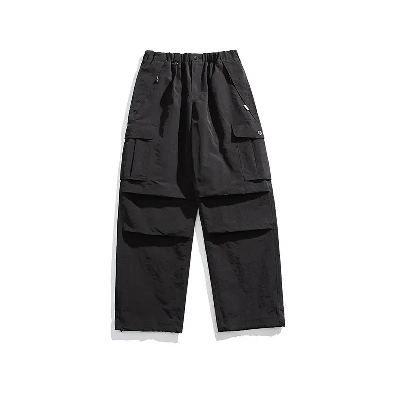 Mens Womens Spring Summer Lightweight Quick Dry Baggy Loose Paratrooper Cargo Pants Outdoor Techwear Multi Pocket Streetwear