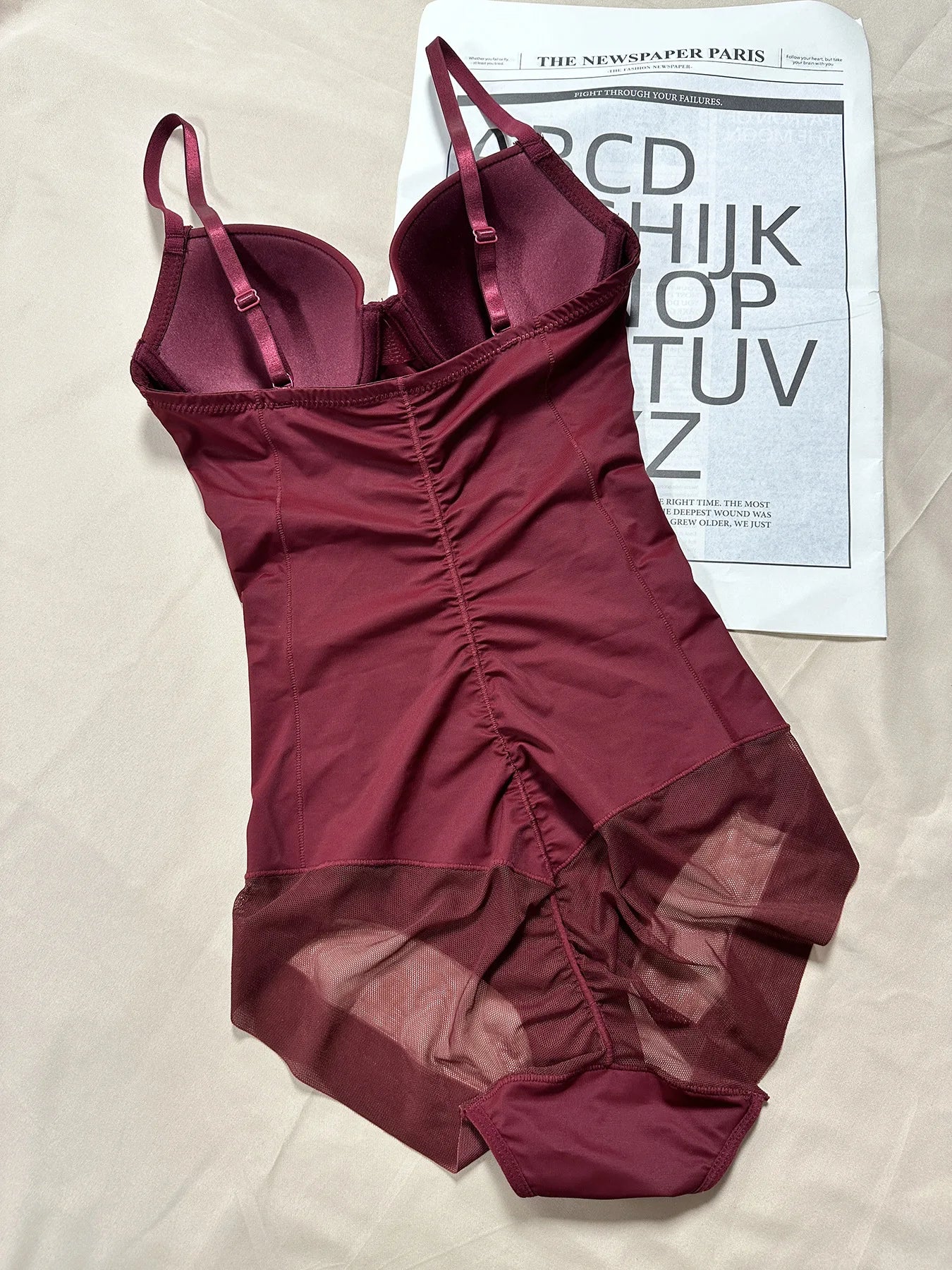 Thin Shapewear Bodysuit with Built in Bra Tummy Control Postpartum Slimming Underwear