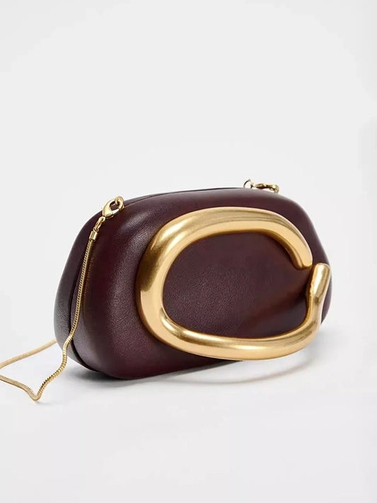 Metal Closure Clutch Evening Bags For Women Luxury Designer Handbag MINI wallet Vintage Elegant Oval Box Chain Strap Shoulder