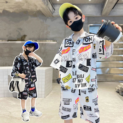 Hot Sale Cheap Price Kids Boy Summer Clothing Set Shirt And Shorts 2 Pieces Clothes Set with Printed Children Casual Streetwear