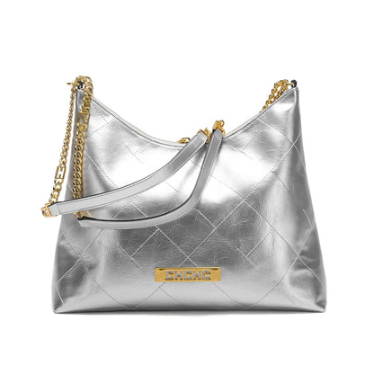 Women's Handbag New Silver Tote Bag Classic Car Seam Handheld Chain Bag