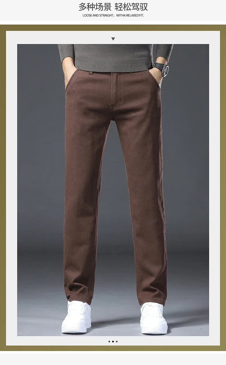 Classic Style 3 Colors Autumn Men's Slim Brown Jeans High Quality Business Casual High Stretch Denim Pants Male Brand Trousers