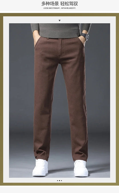 Classic Style 3 Colors Autumn Men's Slim Brown Jeans High Quality Business Casual High Stretch Denim Pants Male Brand Trousers
