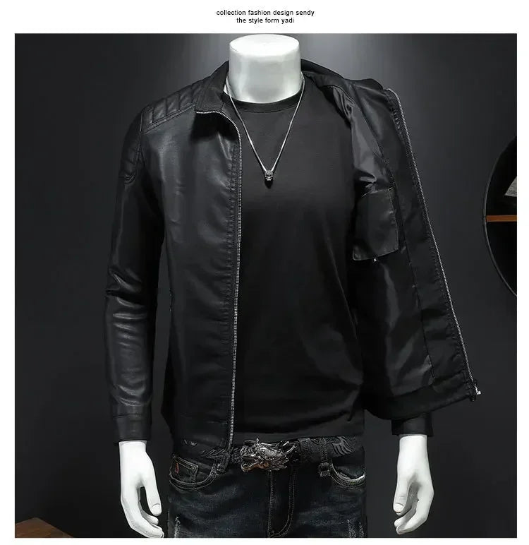 Men PU Leather Jacket Motorcycle Streetwear Baseball Outdoor Bomber Casual coat Men Autumn Motorcycle Windbreaker Male Outwear