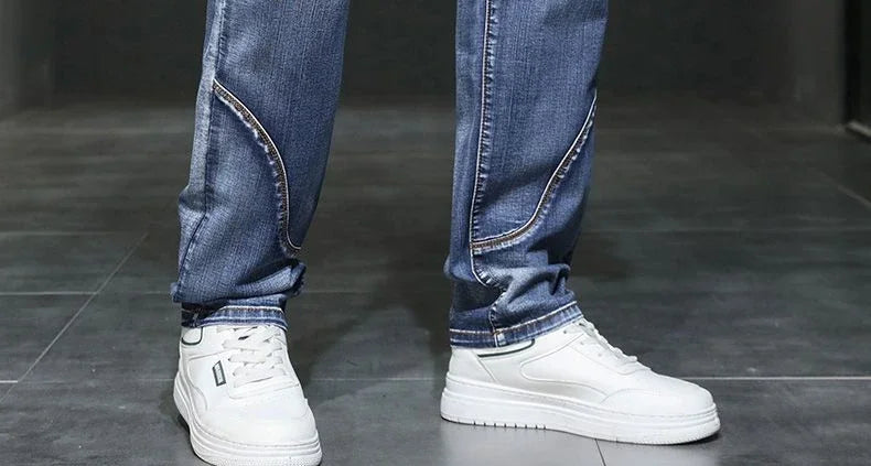 Male Cowboy Pants Straight Trousers with Pockets Blue Jeans for Men Retro Baggy Buggy Autumn Clothing Washed Original Winter Xs