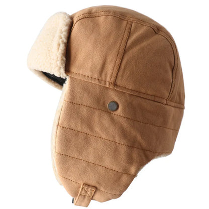 Army Military Ushanka Men&Women Windproof Winter Bomber Hats with Goggles Warm Lamb Wool Pilot Earflap Thermal Snow Cap