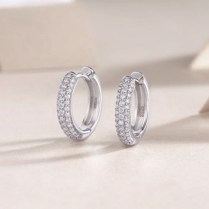 D color moissanite stud earrings 925 silver 18K gold plated hoop earrings, women's wedding party jewelry with gift box