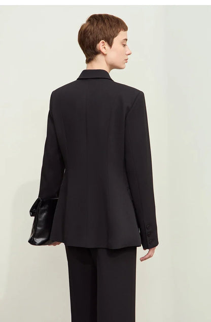 Minimalism 2024 Autumn New Blazers Women Notched Basic Quality Fashion Long Professional Jacket Women's Clothing 12443051