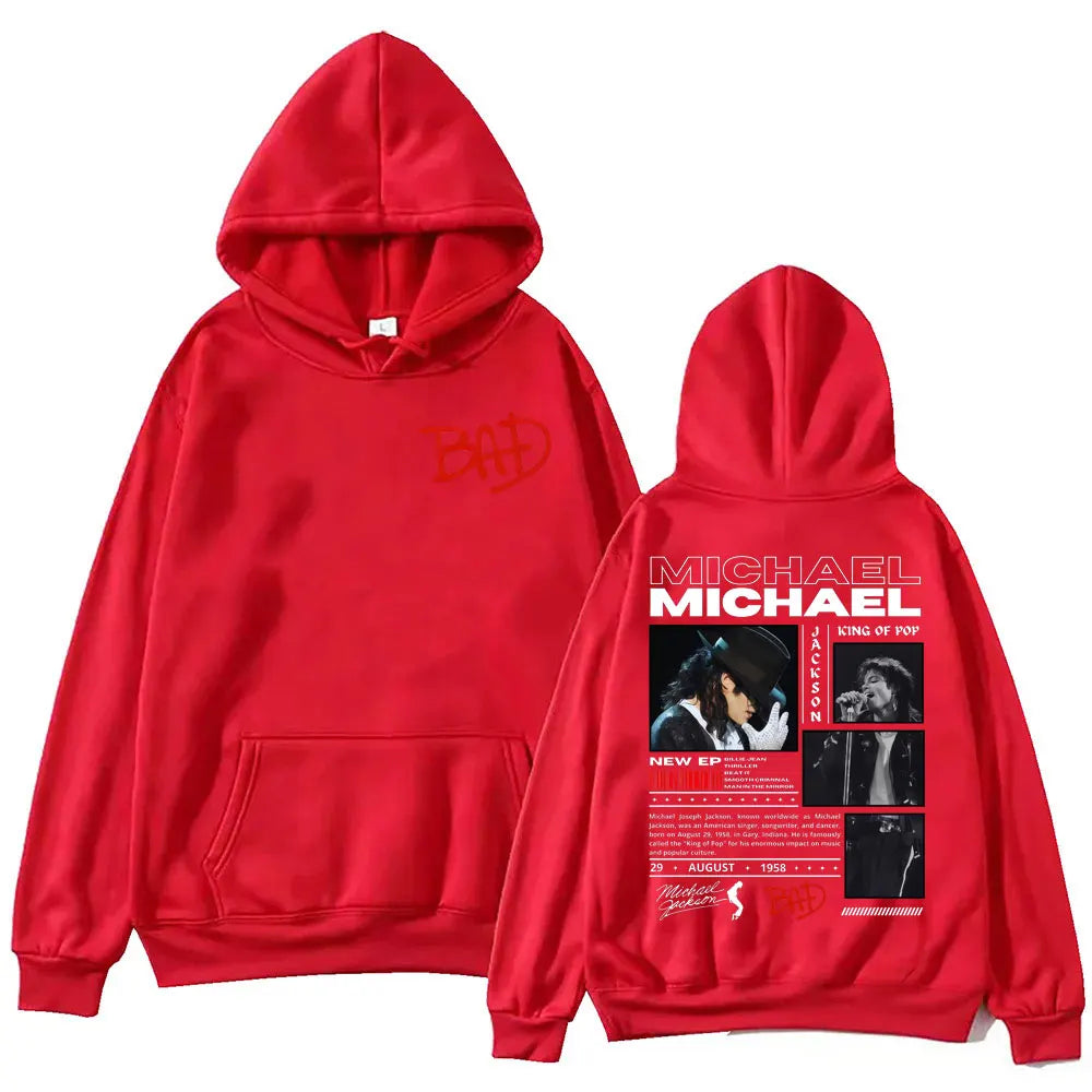 90's Rock Singer Michael Jackson Merch Hoodies Fashion Vintage Hooded Sweatshirts Men Women Casual Loose Pullovers Streetwear