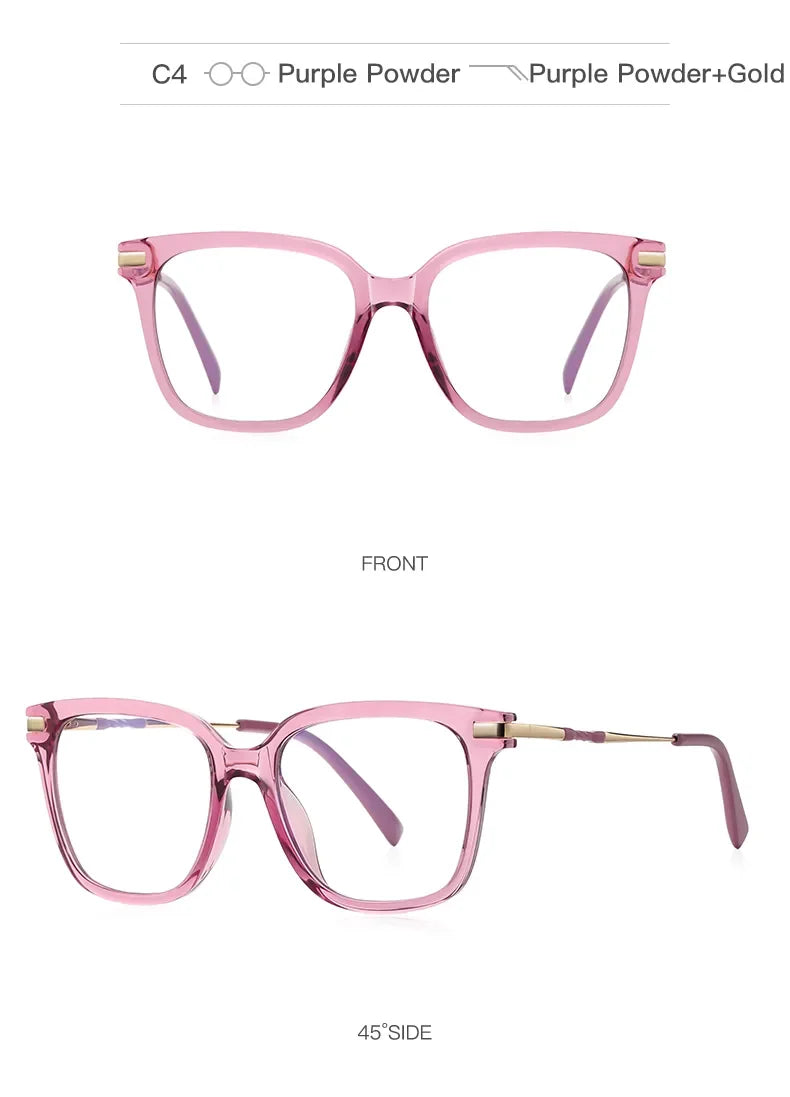 Women's  Reading Glasses Anti Blue Light Geometric Pink Frame Myopia Astigmatism Prescription Glasses  Women  PFD2129