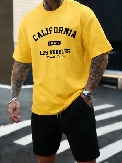 California Los Angeles Est 1776 Men T Shirts Retro Fashion Soft Short Sleeve Summer Comfortable T-Shirt Unisex Cotton Loose Top