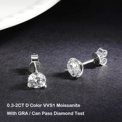 2 in 1 Full 5mm D Color Moissanite Stud Earrings for Women S925 Silver 2cttw All Diamond Earring Pierced Ear Fine Jewelry