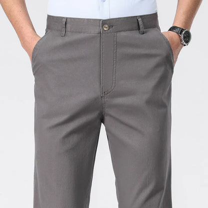 Men's American Chino Pants Double Pleated Classic Fit Dress Pant Business Casual Golf Pants Pure Cotton Trousers