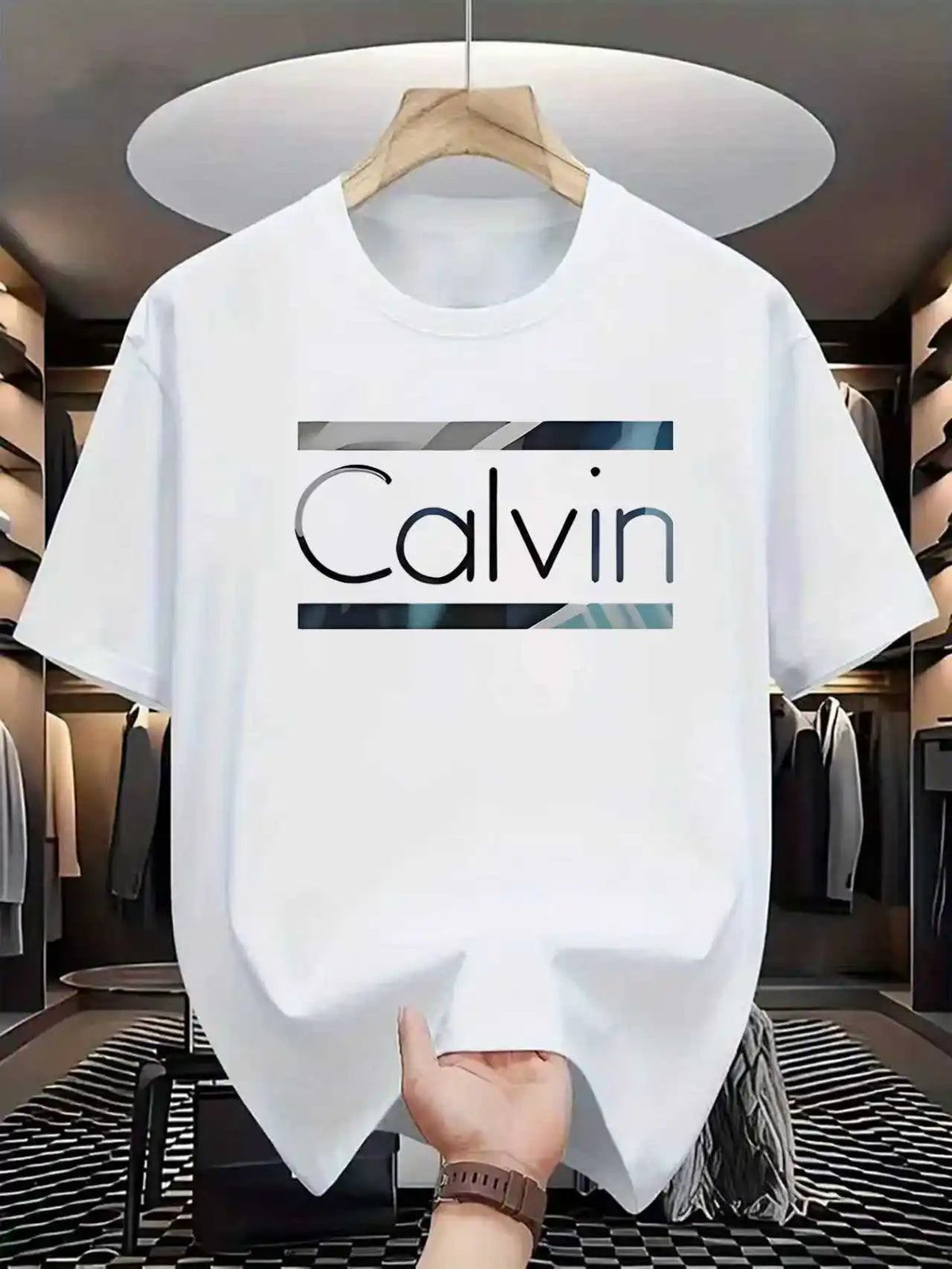 Men's summer fashion casual loose pattern printed sports round neck short sleeved quick drying T-shirt top