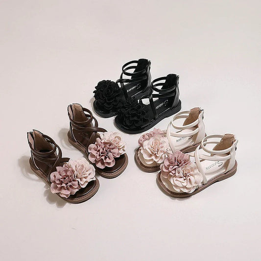 Girls' Sandals 2026 Summer New Children's Flower Princess Shoes Soft Sole Anti Slip Baby Girls' Roman Sandals