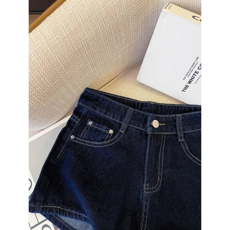 Dark Wash Denim Shorts Women's Petite Size Loose Wide Leg 2026 Summer New Casual Versatile Slim Fit Jean Shorts