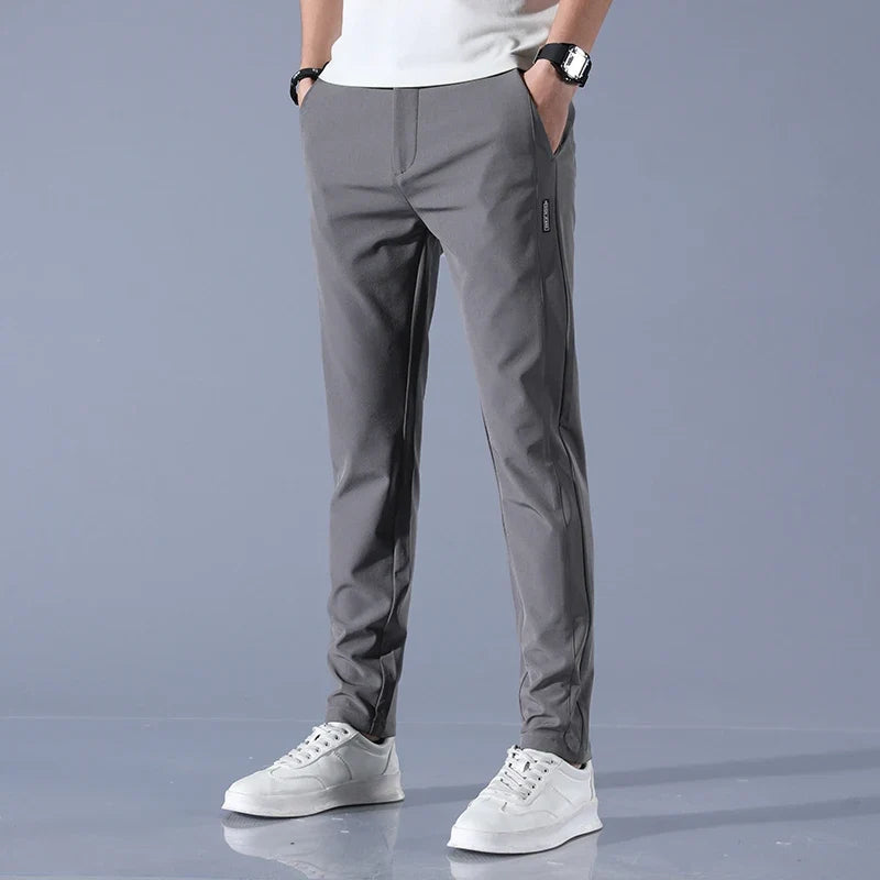 2026 Spring Summer Men's Ice Silk Golf Casual Slim Straight Thin Trousers Male Fashion Stretch Breathable Jogging 28-38