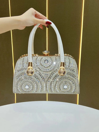New Dinner Handbag Luxury Brand Diamond-encrusted Sparkling Dinner Party Handbag Fashion Trend Women's Shoulder Crossbody Bag