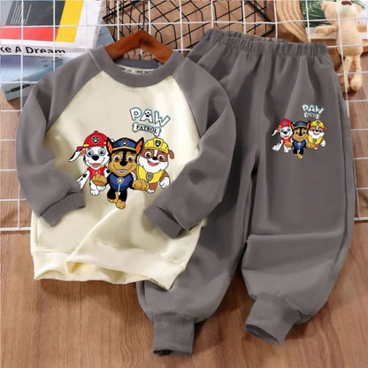 Print Kids Sport Clothes Sets Spring Fall Boys Spliced Sweatshirt 2-piece Suit Kids O Neck Hoodies  Trousers 2pcs Set