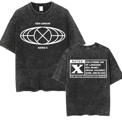 Retro Washed Playboi Carti I AM MUSIC Logo T Shirt Opium Ken Carson Narcissist Tour Antagonist Rap T-shirts Men's Oversized Tees