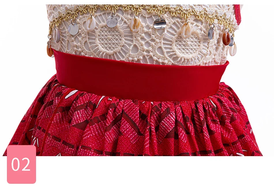 New Moana 2 Dress for Girl Vaiana Cosplay Clothes Kids Single Shoulder Princess Costume Children Halloween Carnival Party Outfit